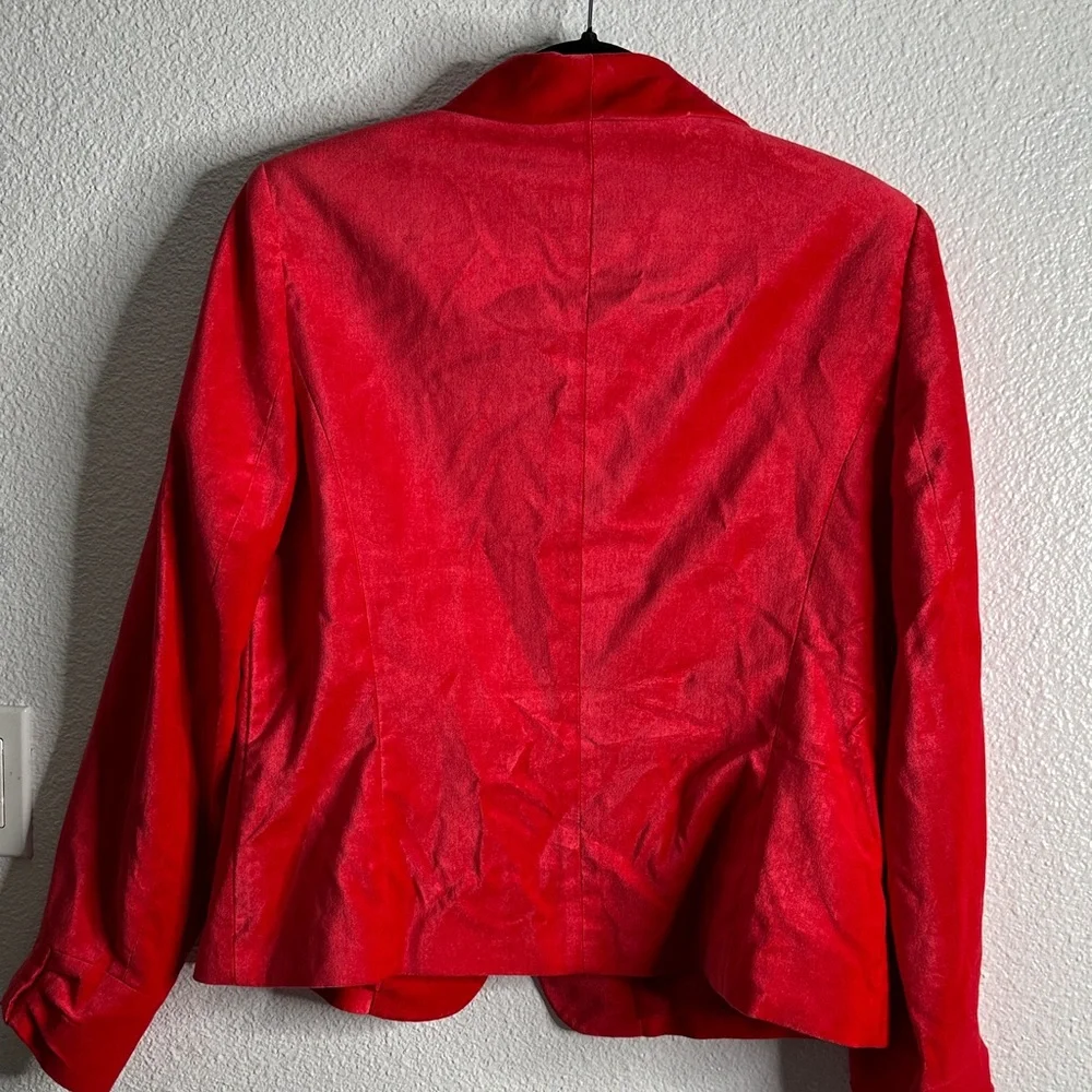 Apostrophe Red velvet Women's Blazer size 14 preppy holiday